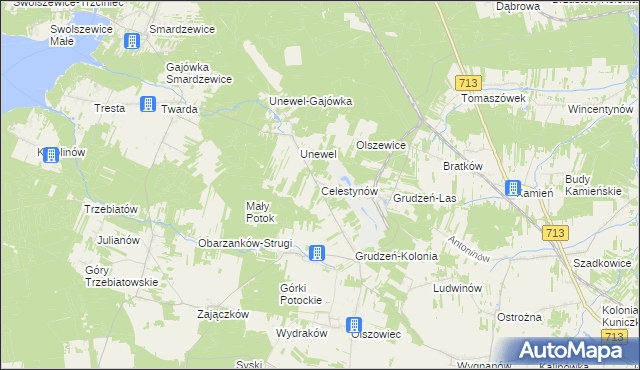 mapa Celestynów gmina Sławno, Celestynów gmina Sławno na mapie Targeo