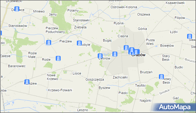 mapa Celinów gmina Grabów, Celinów gmina Grabów na mapie Targeo