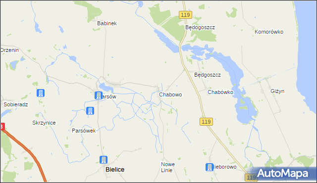 mapa Chabowo, Chabowo na mapie Targeo