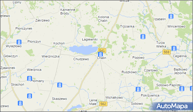 mapa Chalin gmina Dobrzyń nad Wisłą, Chalin gmina Dobrzyń nad Wisłą na mapie Targeo