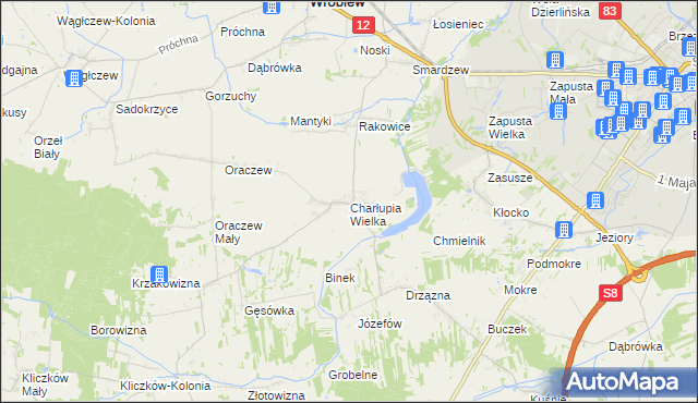 mapa Charłupia Wielka, Charłupia Wielka na mapie Targeo
