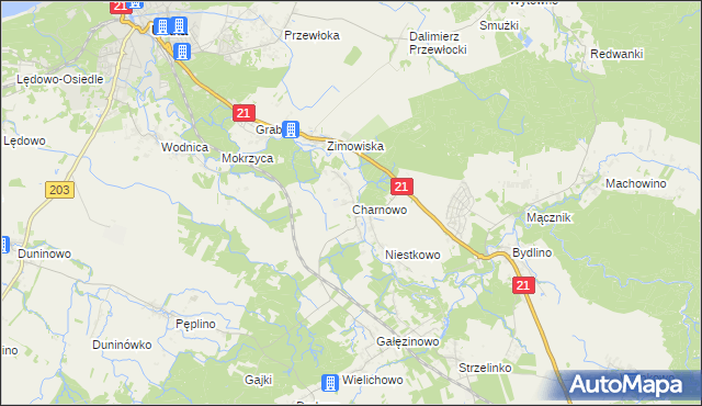 mapa Charnowo gmina Ustka, Charnowo gmina Ustka na mapie Targeo