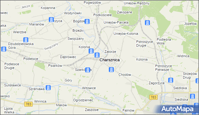 mapa Charsznica, Charsznica na mapie Targeo
