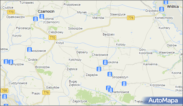mapa Charzowice, Charzowice na mapie Targeo