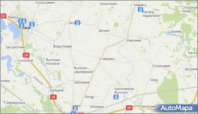 mapa Chlebowo gmina Lipno, Chlebowo gmina Lipno na mapie Targeo