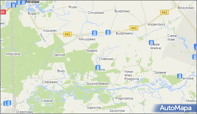 mapa Chlebowo gmina Miłosław, Chlebowo gmina Miłosław na mapie Targeo