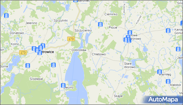 mapa Chlebowo gmina Ostrowice, Chlebowo gmina Ostrowice na mapie Targeo