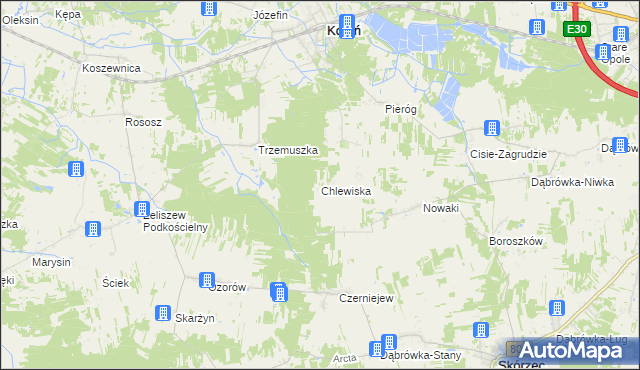 mapa Chlewiska gmina Kotuń, Chlewiska gmina Kotuń na mapie Targeo