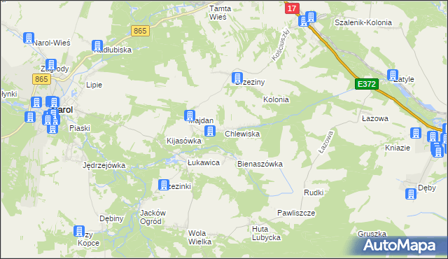 mapa Chlewiska gmina Narol, Chlewiska gmina Narol na mapie Targeo