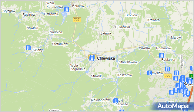mapa Chlewiska powiat szydłowiecki, Chlewiska powiat szydłowiecki na mapie Targeo
