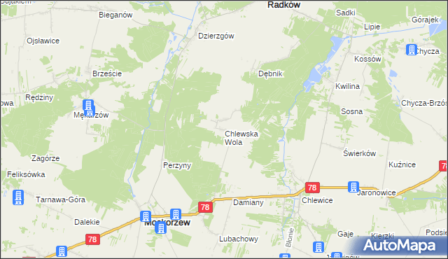 mapa Chlewska Wola, Chlewska Wola na mapie Targeo