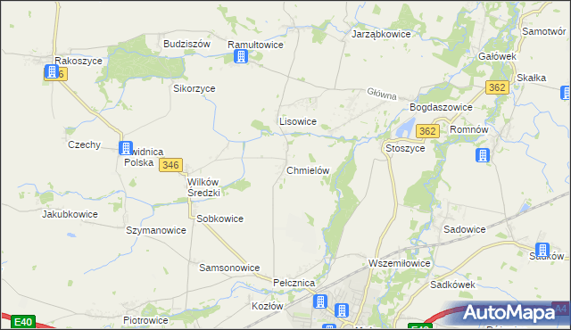 mapa Chmielów gmina Kostomłoty, Chmielów gmina Kostomłoty na mapie Targeo