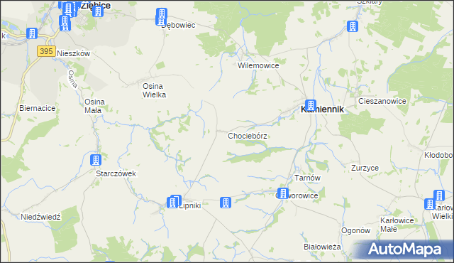 mapa Chociebórz, Chociebórz na mapie Targeo