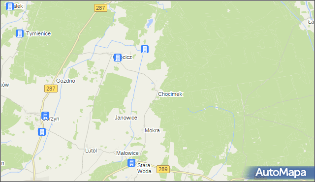 mapa Chocimek, Chocimek na mapie Targeo
