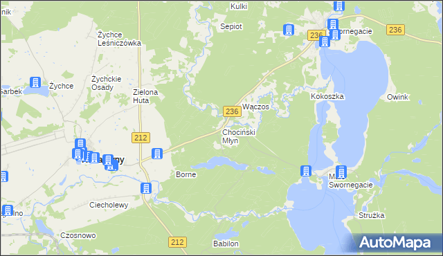 mapa Chociński Młyn, Chociński Młyn na mapie Targeo