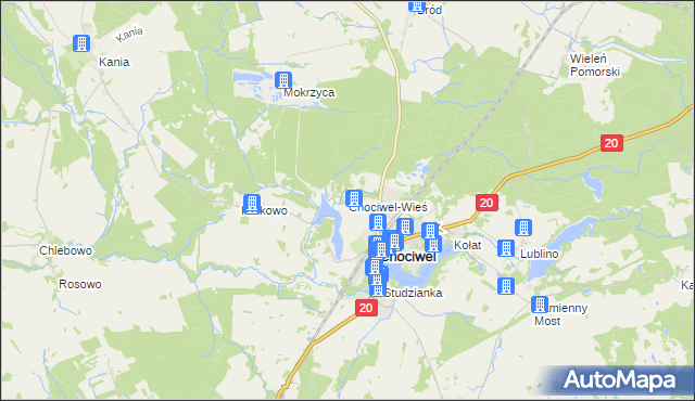 mapa Chociwel-Wieś, Chociwel-Wieś na mapie Targeo