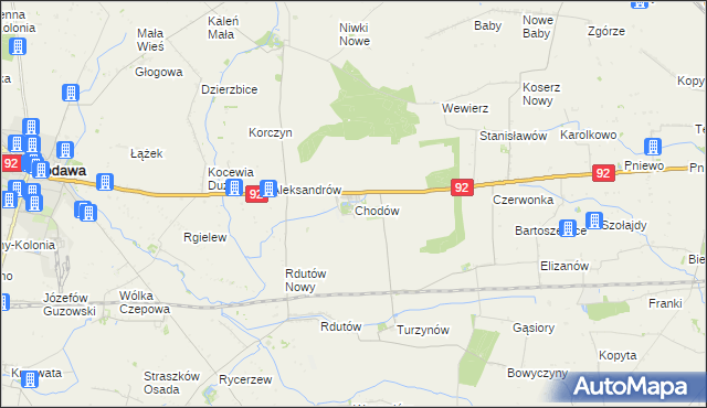 mapa Chodów powiat kolski, Chodów powiat kolski na mapie Targeo