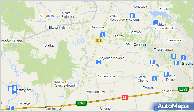 mapa Chojeniec-Kolonia, Chojeniec-Kolonia na mapie Targeo