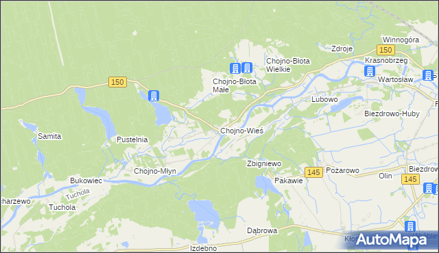 mapa Chojno-Wieś, Chojno-Wieś na mapie Targeo