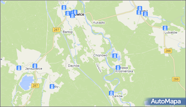 mapa Chojnowo gmina Bobrowice, Chojnowo gmina Bobrowice na mapie Targeo