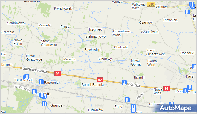 mapa Cholewy gmina Błonie, Cholewy gmina Błonie na mapie Targeo
