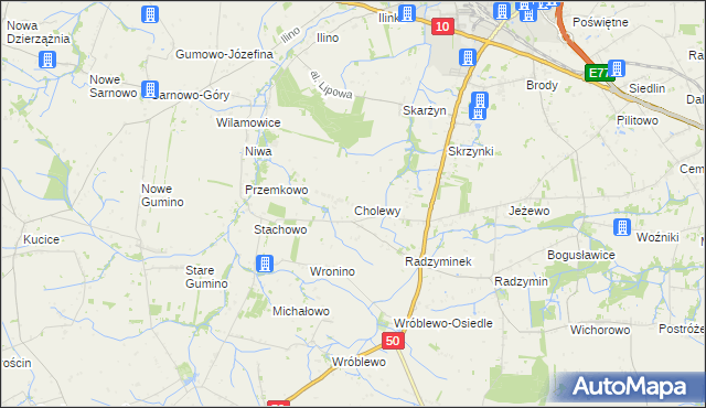 mapa Cholewy gmina Płońsk, Cholewy gmina Płońsk na mapie Targeo