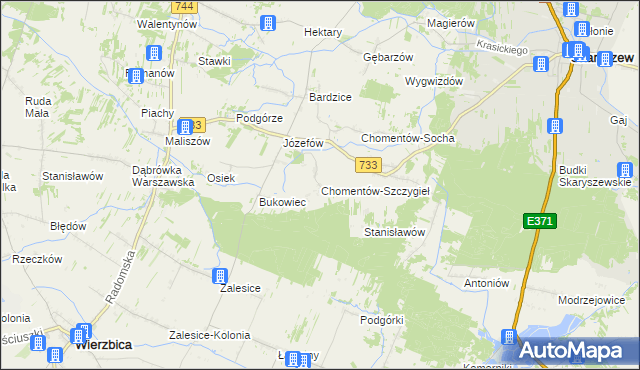 mapa Chomentów-Szczygieł, Chomentów-Szczygieł na mapie Targeo