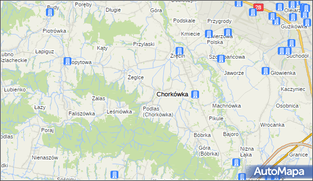 mapa Chorkówka, Chorkówka na mapie Targeo
