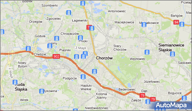 mapa Chorzów, Chorzów na mapie Targeo