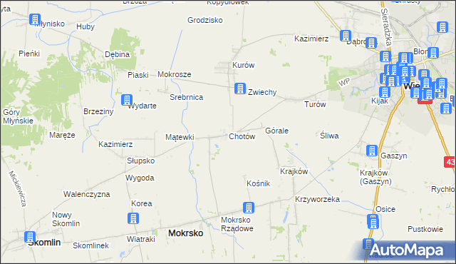 mapa Chotów gmina Mokrsko, Chotów gmina Mokrsko na mapie Targeo