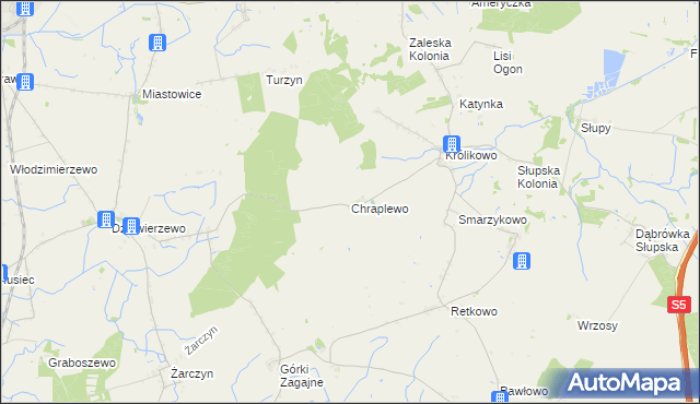 mapa Chraplewo gmina Szubin, Chraplewo gmina Szubin na mapie Targeo