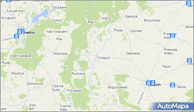 mapa Chrapoń gmina Lutocin, Chrapoń gmina Lutocin na mapie Targeo