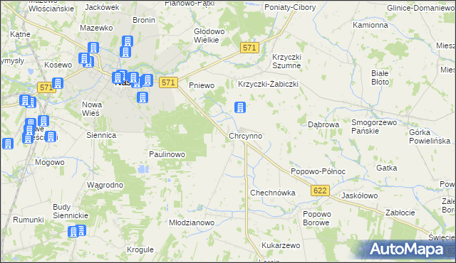 mapa Chrcynno, Chrcynno na mapie Targeo