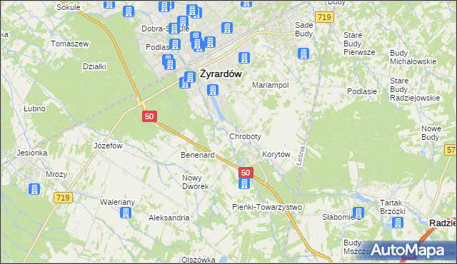 mapa Chroboty, Chroboty na mapie Targeo