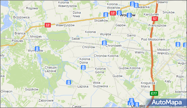 mapa Chronów-Kolonia, Chronów-Kolonia na mapie Targeo
