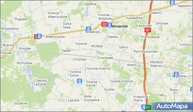 mapa Chronówek, Chronówek na mapie Targeo