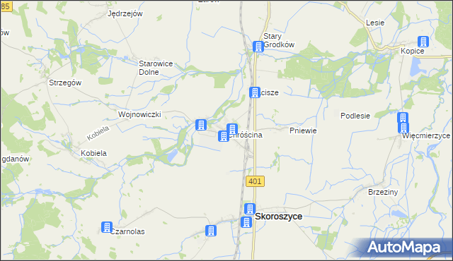 mapa Chróścina gmina Skoroszyce, Chróścina gmina Skoroszyce na mapie Targeo