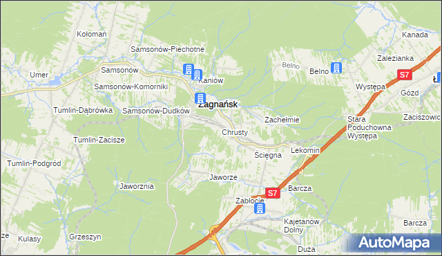mapa Chrusty gmina Zagnańsk, Chrusty gmina Zagnańsk na mapie Targeo