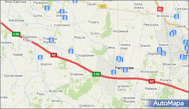 mapa Chrząstów Wielki, Chrząstów Wielki na mapie Targeo