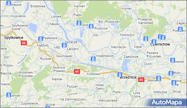 mapa Chrząstowice gmina Brzeźnica, Chrząstowice gmina Brzeźnica na mapie Targeo