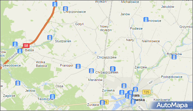 mapa Chrząszczew, Chrząszczew na mapie Targeo