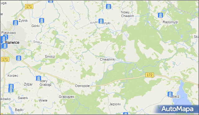 mapa Chwalimki, Chwalimki na mapie Targeo