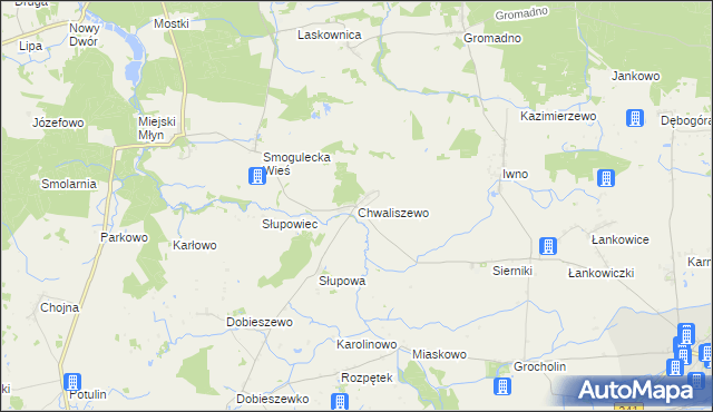 mapa Chwaliszewo gmina Kcynia, Chwaliszewo gmina Kcynia na mapie Targeo