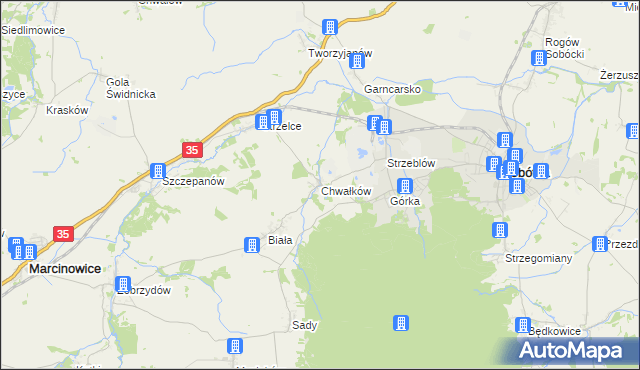 mapa Chwałków, Chwałków na mapie Targeo