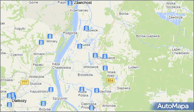 mapa Chwałowice gmina Radomyśl nad Sanem, Chwałowice gmina Radomyśl nad Sanem na mapie Targeo