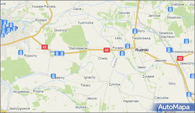 mapa Chwiły, Chwiły na mapie Targeo