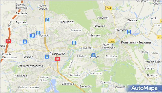 mapa Chyliczki gmina Piaseczno, Chyliczki gmina Piaseczno na mapie Targeo