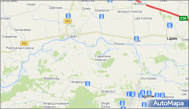 mapa Ciążeńskie Holendry, Ciążeńskie Holendry na mapie Targeo
