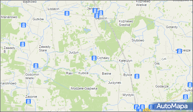 mapa Cichawy, Cichawy na mapie Targeo