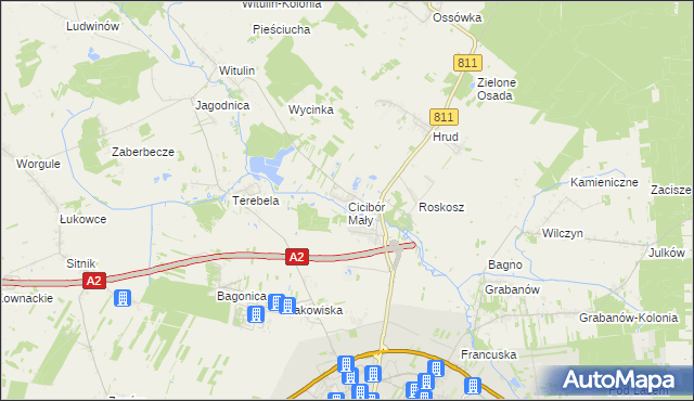 mapa Cicibór Mały, Cicibór Mały na mapie Targeo